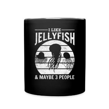 J'aime les méduses et peut-être 3 personnes méduses - Mug uni - noir - Devant
