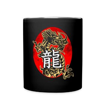 Dragon with Chinese characters - Full Colour Mug - black - Front