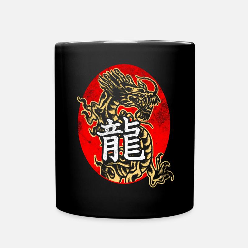 Drache mit chinesischen Schriftzeichen - Tasse einfarbig - Schwarz