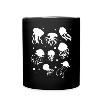 Quallen Schwimmen Jellyfish Quallen - Tasse einfarbig - Schwarz - Vorne
