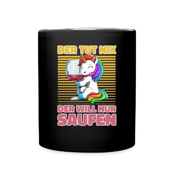Saufen Bier Trinken Einhorn - Lustiges Saufen - Tasse einfarbig - Schwarz - Vorne
