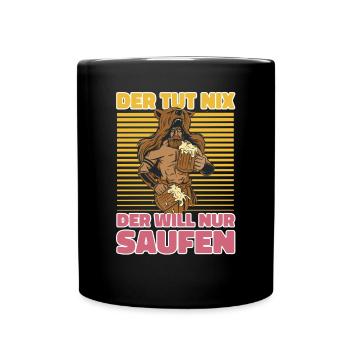 Saufender Barbar Bier Trinker- Lustiges Saufen - Tasse einfarbig - Schwarz - Vorne