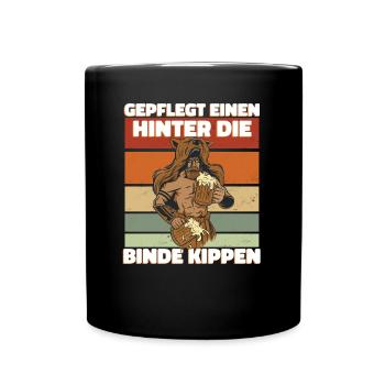 Saufen Bier Trinken Randalieren - Lustiges Saufen - Tasse einfarbig - Schwarz - Vorne
