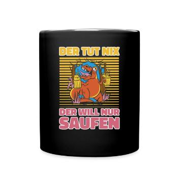 Saufen Bier Trinken Lustiges Saufen - Tasse einfarbig - Schwarz - Vorne