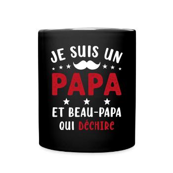 je suis un Papa et un Beau-Papa qui déchire - Mug uni - noir - Devant