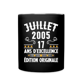 17 Ans Anniversaire Vintage Né(e) en Juillet 2005 - Mug uni - noir - Devant