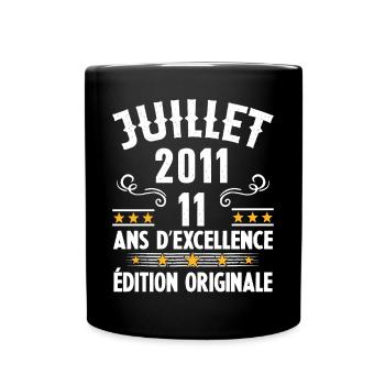 11 Ans Anniversaire Vintage Né(e) en Juillet 2011 - Mug uni - noir - Devant