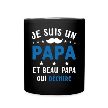 je suis un Papa et un Beau-Papa qui déchire - Mug uni - noir - Devant