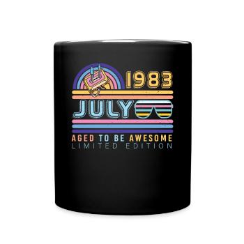 Baujahr 1983 Im Juli - Tasse einfarbig - Schwarz - Vorne