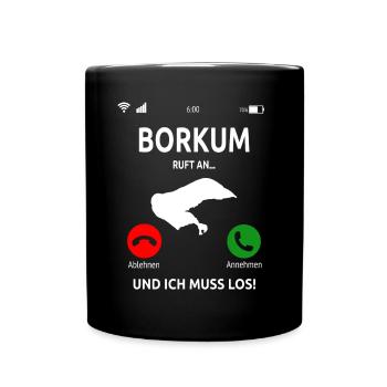 Borkum Nordsee Ostfriesische Insel Geschenk - Tasse einfarbig - Schwarz - Vorne