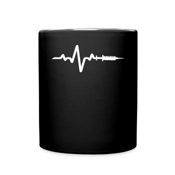Conception de seringue blanche avec ligne ECG - Mug uni - noir - Devant