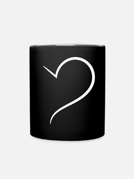 Noble White Half Heart - Full Colour Mug - black