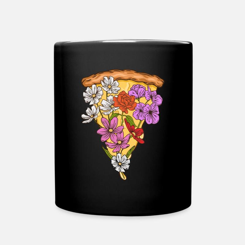Pizzastück Blume Pizza Liebhaber - Tasse einfarbig - Schwarz