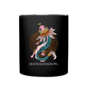 Quetzalcoatl Axolotl Ancient Aztec Serpent Ma - Full Colour Mug - black - Front