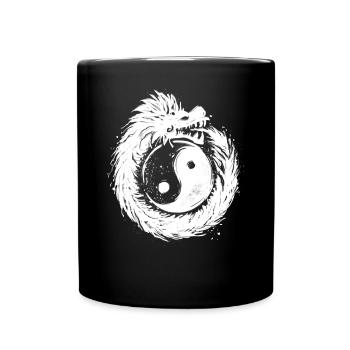 Quetzalcoatl Ouroboros Ying Yang Aztec - Full Colour Mug - black - Front