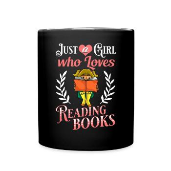 Buch Mädchen Lesen Frauen Bücherwurm Bibliothekar - Tasse einfarbig - Schwarz - Vorne
