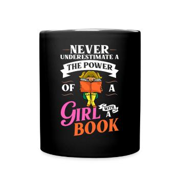 Buch Mädchen Lesen Frauen Bücherwurm Bibliothekar - Tasse einfarbig - Schwarz - Vorne