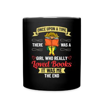 Buch Mädchen Lesen Frauen Bücherwurm Bibliothekar - Tasse einfarbig - Schwarz - Vorne