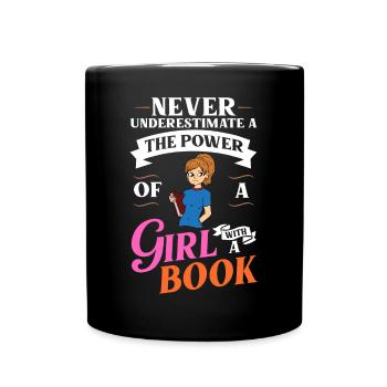 Buch Mädchen Lesen Frauen Bücherwurm Bibliothekar - Tasse einfarbig - Schwarz - Vorne