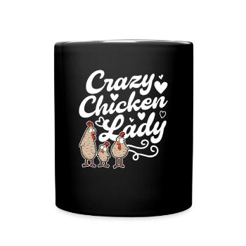 Crazy Chickens Mrs. Crazy Chicken lady - Full Colour Mug - black - Front
