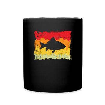 Fisch Retro - Tasse einfarbig - Schwarz - Vorne
