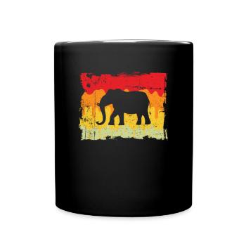 Elefant Retro - Tasse einfarbig - Schwarz - Vorne