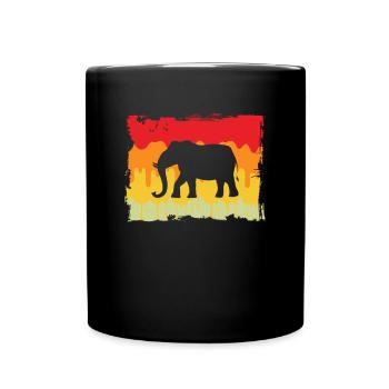 Elefant Retro - Tasse einfarbig - Schwarz - Vorne