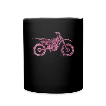 Motorrad Motorradfahrerin Bikerin - Tasse einfarbig - Schwarz - Vorne