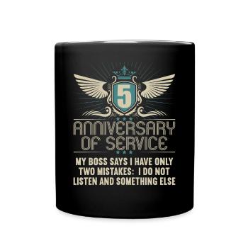 5 years of service 5 years of service anniversary - Full Colour Mug - black - Front