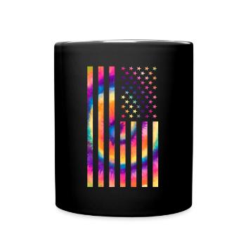 USA Flag 4th July Hippie - Full Colour Mug - black - Front