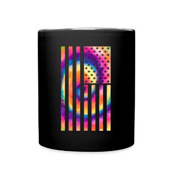 USA Flag 4th July Hippie - Full Colour Mug - black - Front