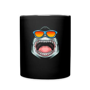 Großer weißer Hai Haifisch Lustiger Hai - Tasse einfarbig - Schwarz - Vorne