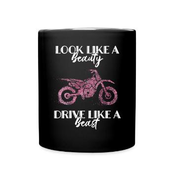 Motorcycle Helmet Motorcycle Biker Dirtbike - Full Colour Mug - black - Front