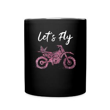 Motorcycle Motorcyclist Butterfly - Full Colour Mug - black - Front