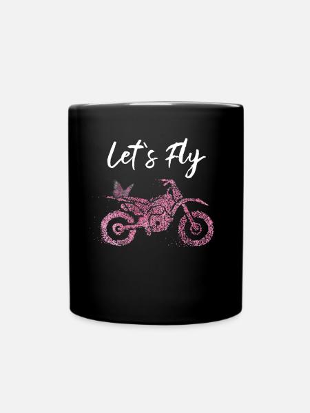 Motorcycle Motorcyclist Butterfly - Full Colour Mug - black