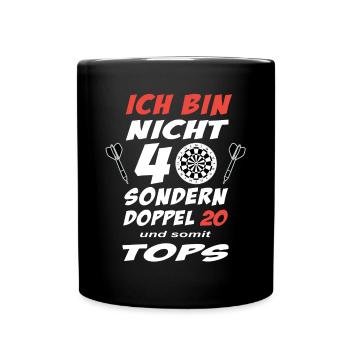 40. Geburtstag für Dartspieler und Dart-Fans - Tasse einfarbig - Schwarz - Vorne