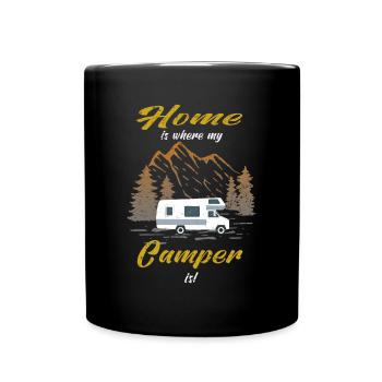 Home is where my Camper is Motorhome Camping - Full Colour Mug - black - Front