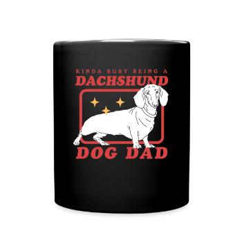 Dachshund Dad | Dackel Hundebesitzer Geschenk - Tasse einfarbig - Schwarz - Vorne
