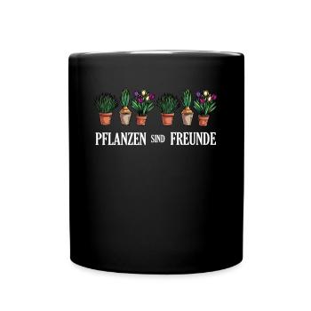 Pflanzen sind Freunde Garten - Tasse einfarbig - Schwarz - Vorne