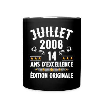14 Ans Anniversaire Vintage Né(e) en Juillet 2008 - Mug uni - noir - Devant