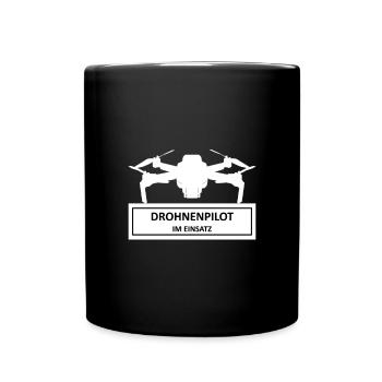 Drone pilot in action Funny design hobby - Full Colour Mug - black - Front