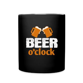Bier Uhr - Tasse einfarbig - Schwarz - Vorne