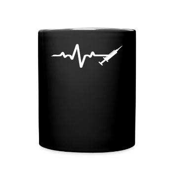 Conception de seringue blanche avec ligne ECG - Mug uni - noir - Devant