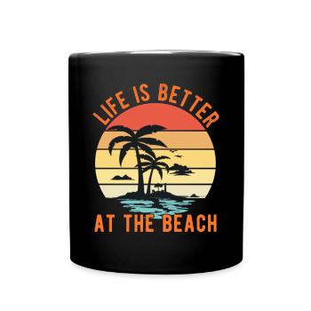 La vie est meilleure à la plage - Retro Sunset - Mug uni - noir - Devant