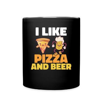 I like pizza and beer - Full Colour Mug - black - Front