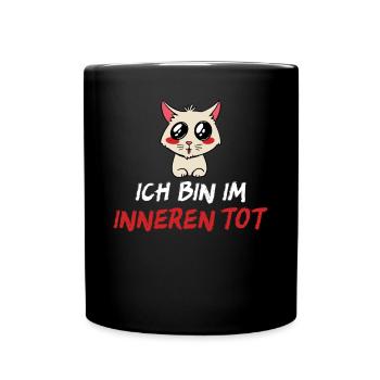 Ich bin im Inneren tot Katze - Tasse einfarbig - Schwarz - Vorne