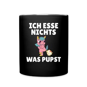 Ich esse nichts was pupst Veganer und Vegetarier - Tasse einfarbig - Schwarz - Vorne