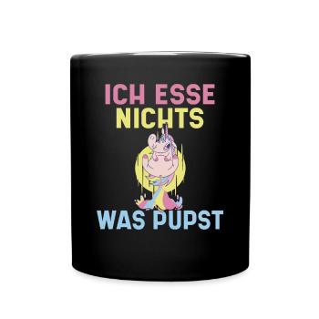 Ich esse nichts was pupst Veganer und Vegetarier - Tasse einfarbig - Schwarz - Vorne