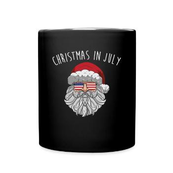 Noël en juillet Père Noël Amérique Drapeau - Mug uni - noir - Devant