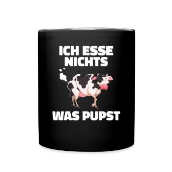 Ich esse nichts was pupst Veganer und Vegetarier - Tasse einfarbig - Schwarz - Vorne